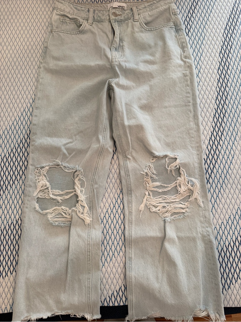 Distressed Light Gray Straight-Leg Women’s Jeans